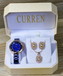 A Curren Classic Ladies Watch Necklace Earrings Gift Set