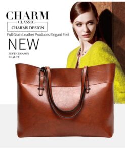 Jooz Classic Minimalistic Large Capacity Leather Tote Handbag