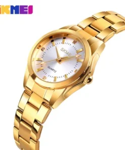 Premium Skmei 1620 Ladies Waterproof Quartz wrist Watch-Gold