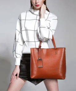 Alternative view of Wanxin Premium Oil Wax Leather Ladies Tote Handbag