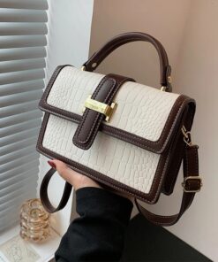 Trendy lady designer two color grid flip pattern small sling bag