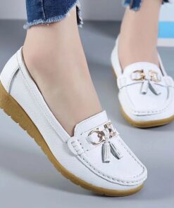 Classy trendy ladies flat sole loafer shoes