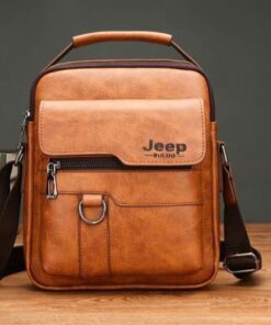 Premium Jeep Boluo Mens Pu Leather Messenger Sling Bag