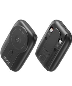 Small portable Bavin Pc1087 10000mah 22.5W Fast Charging Magnetic powerbank with inbuilt cables and foldable  stand