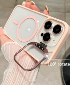 Alternative view of Premium clear view Magsafe shock proof metal lens protector stand case for iphone 11-16 pro max series