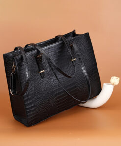 Alternative view of premium large capacity crocodile pattern ladies laptop bag