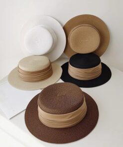 Women's vintage Japanese style simple flat top summer beach hat