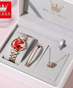 Premium OLEVS Luxury Ladies Watch Necklace and Bracelet Gift Set