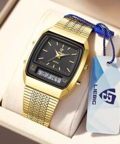 Classy men's vintage style LIEBIG dual digital and analogue display watch