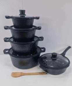 Kitchen Aluminum Non-Stick Granite Cookware Set with Silicone Glass Lids – Nonstick Pots and Pans