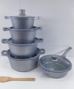 Alternative view of Kitchen Aluminum Non-Stick Granite Cookware Set with Silicone Glass Lids – Nonstick Pots and Pans