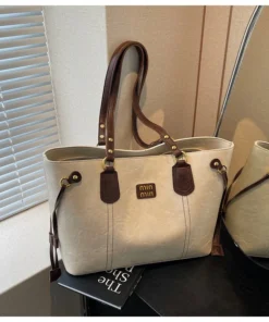 Classy min min ladies large capacity commuter tote bag - White