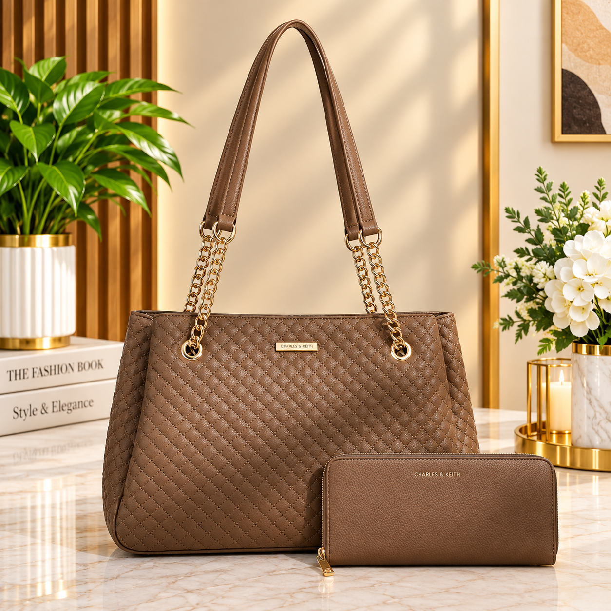 Classic diamond lattice design 2pc ladies handbag - Image 7