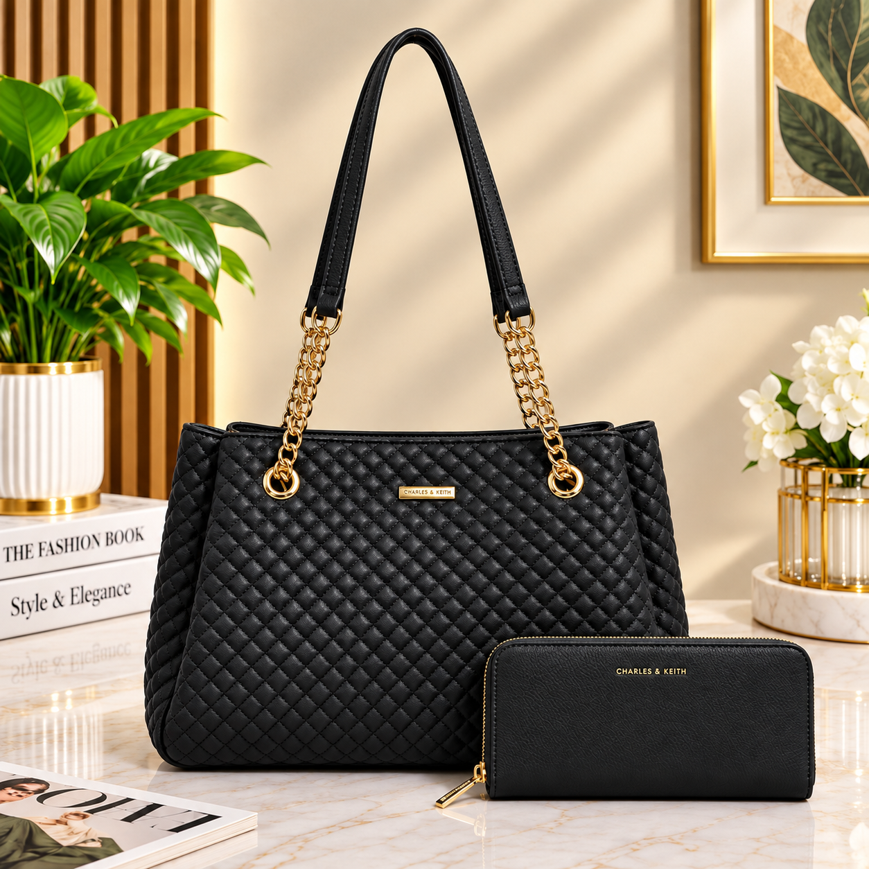 Classic diamond lattice design 2pc ladies handbag - Image 8