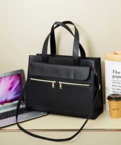 Alternative view of Classy two front pocket padded large capacity laptop size handbag