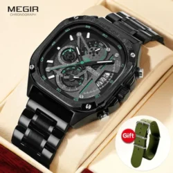 Megir 2217 Mens Premium Chronograph double strap Quartz Sports Watch