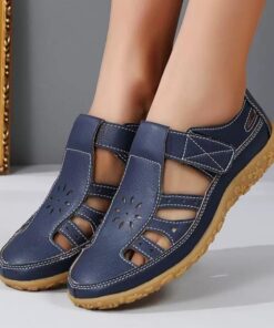 Classy Velcro Hollow PU leather Breather Anti-Slippery women sandals