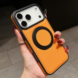 Luxury leathermagnetic phone case with rotating kickstand