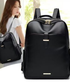 Modern Black Mini Elegant Pu Leather ladies Haversack lightweight Backpack