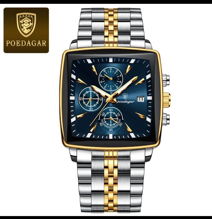 POEDAGAR 866 Men Luxury Stainless Steel Waterproof Quartz Watch