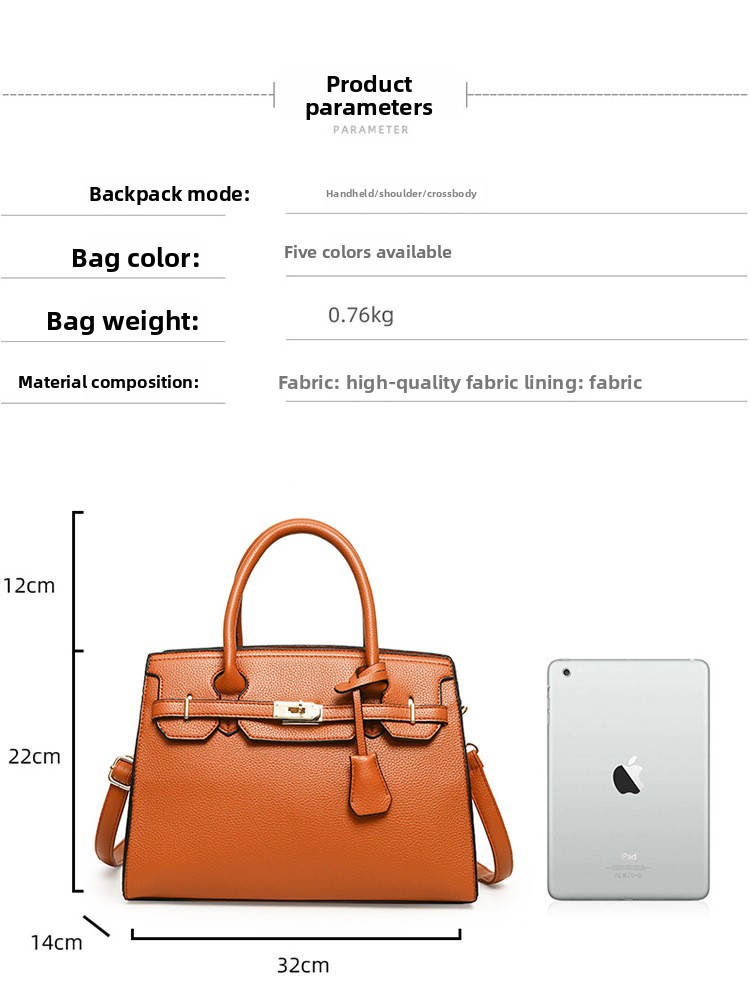 Luxury Medium Sized Front Lock Luna Ladies Handbag - Image 6