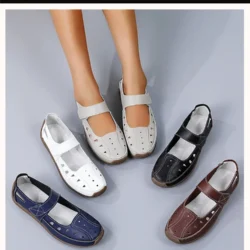 Womens Breathable Hollow Upper Body Pu Leather Open Shoe