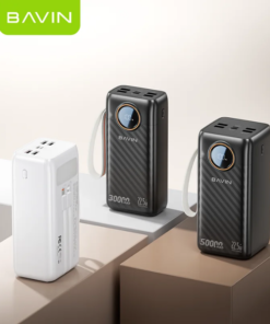 BAVIN 30,000mAh Portable Power Bank with 22.5W Fast Charging & Built-in Cables