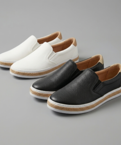 New Ladies all day comfortable Flat Slip-on Leather Rubbers