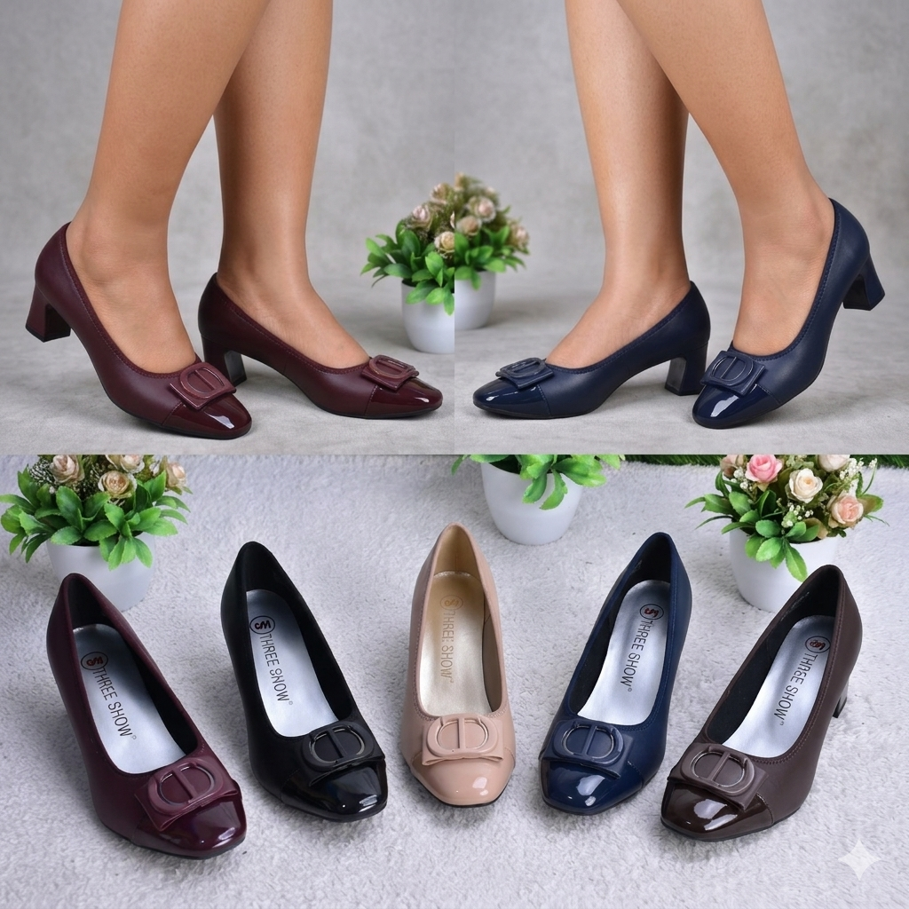 Womens Three Show Classy Premium Block Heel Shoes - Image 11