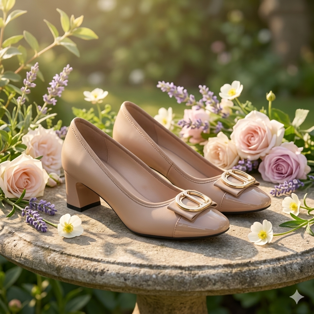 Womens Three Show Classy Premium Block Heel Shoes - Image 4