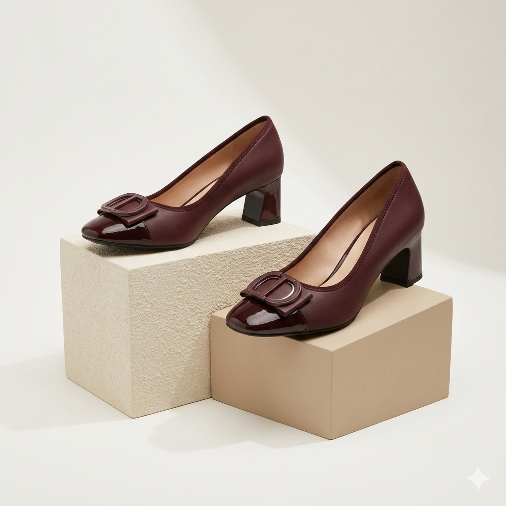 Womens Three Show Classy Premium Block Heel Shoes - Image 3