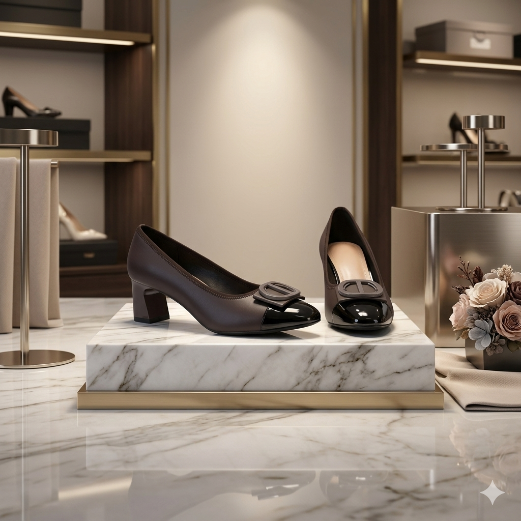 Womens Three Show Classy Premium Block Heel Shoes - Image 5