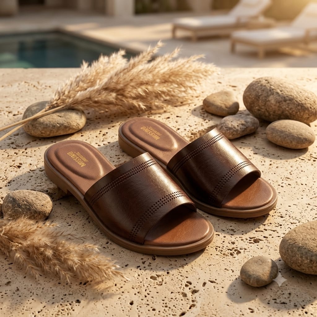 Luxury women's genuine leather summer footwear slip ons sandals - Image 4