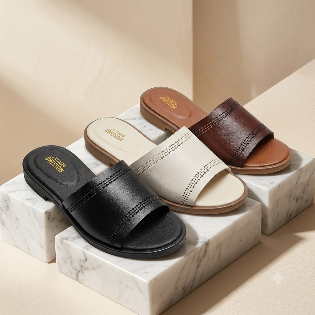 Luxury women's genuine leather summer footwear slip ons sandals - Image 2