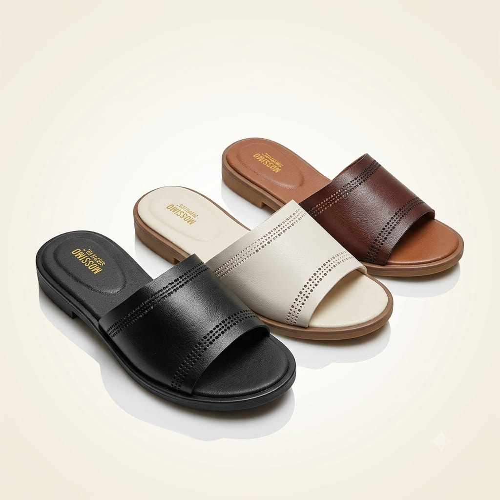 Luxury women's genuine leather summer footwear slip ons sandals - Image 3