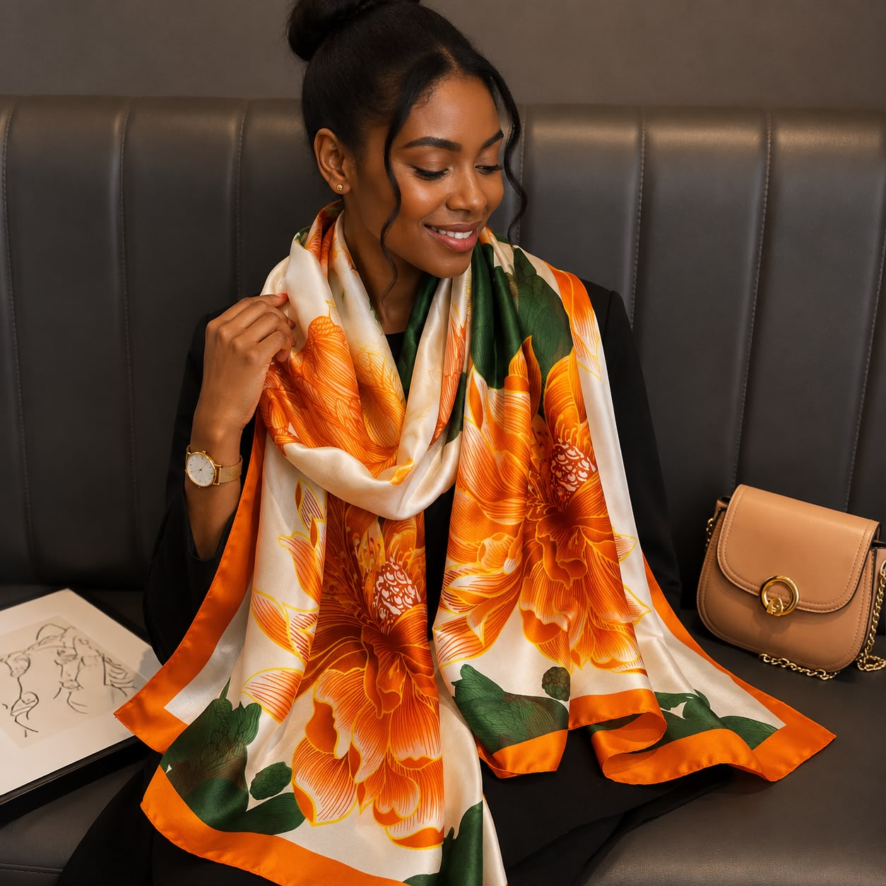 New Ladies Arrival Long 130cm by 180cm Silk Scarf - Image 9