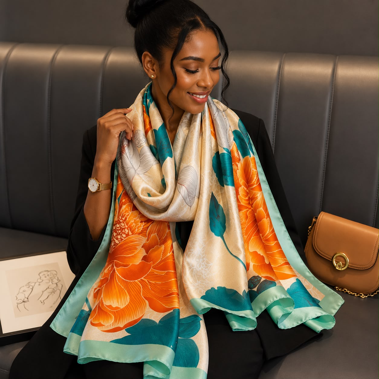 New Ladies Arrival Long 130cm by 180cm Silk Scarf - Image 11