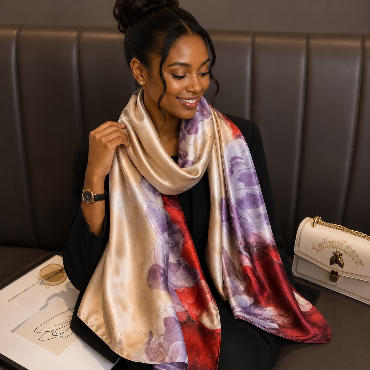 New Ladies Arrival Long 130cm by 180cm Silk Scarf - Image 6