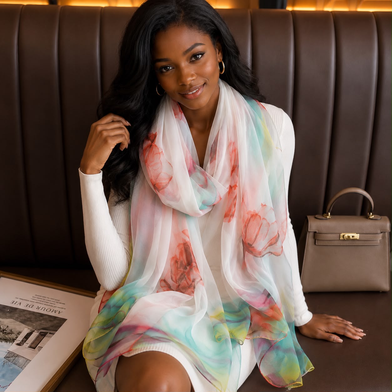 Classy new ladies chiffon multi color scarf - Image 3