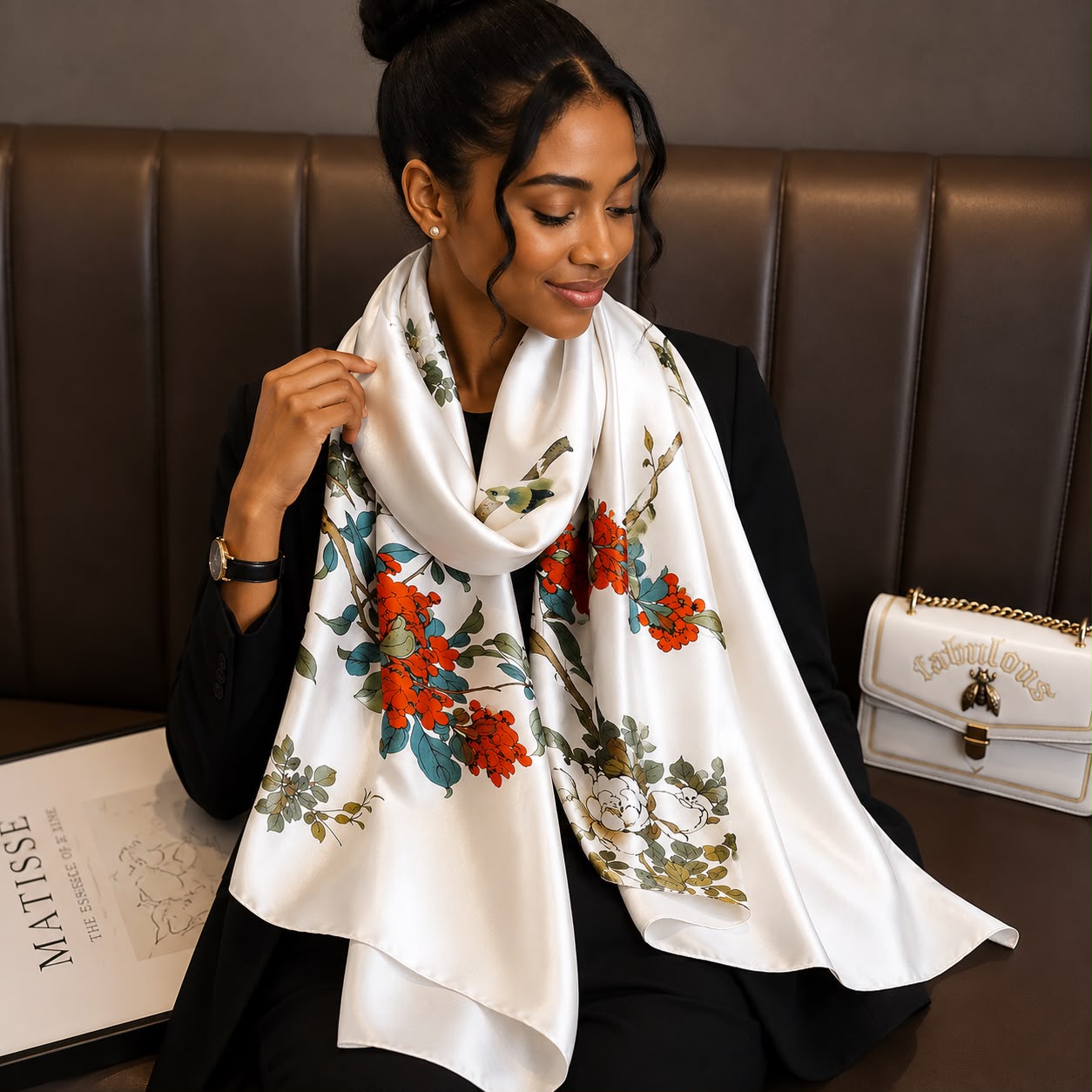 New Ladies Arrival Long 130cm by 180cm Silk Scarf - Image 3