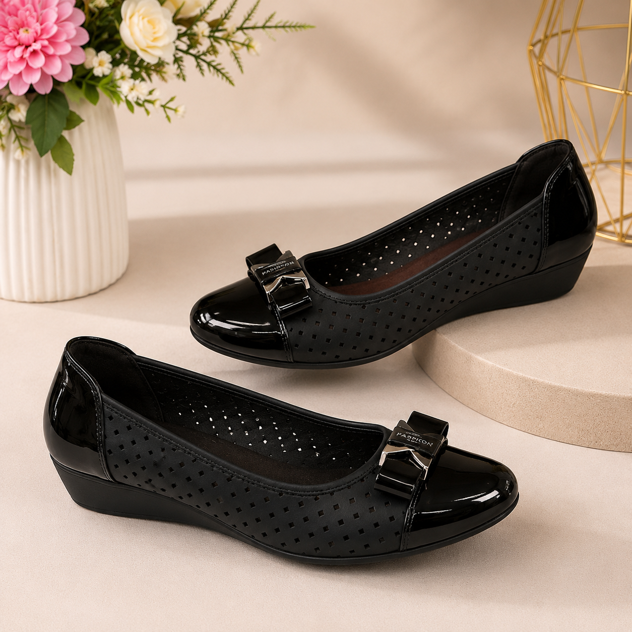 Classy ladies breathable wedge design threeshow shoes - Image 2