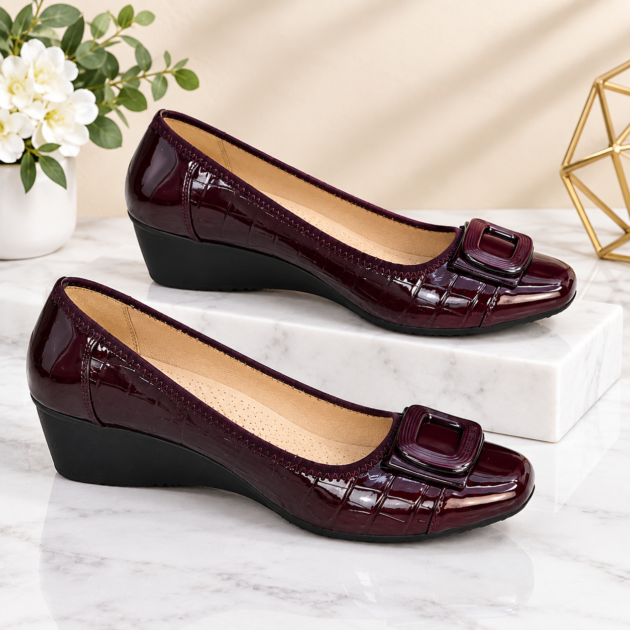 Women’s Elena Elegant Classic Wedge Court Shoes - Image 3