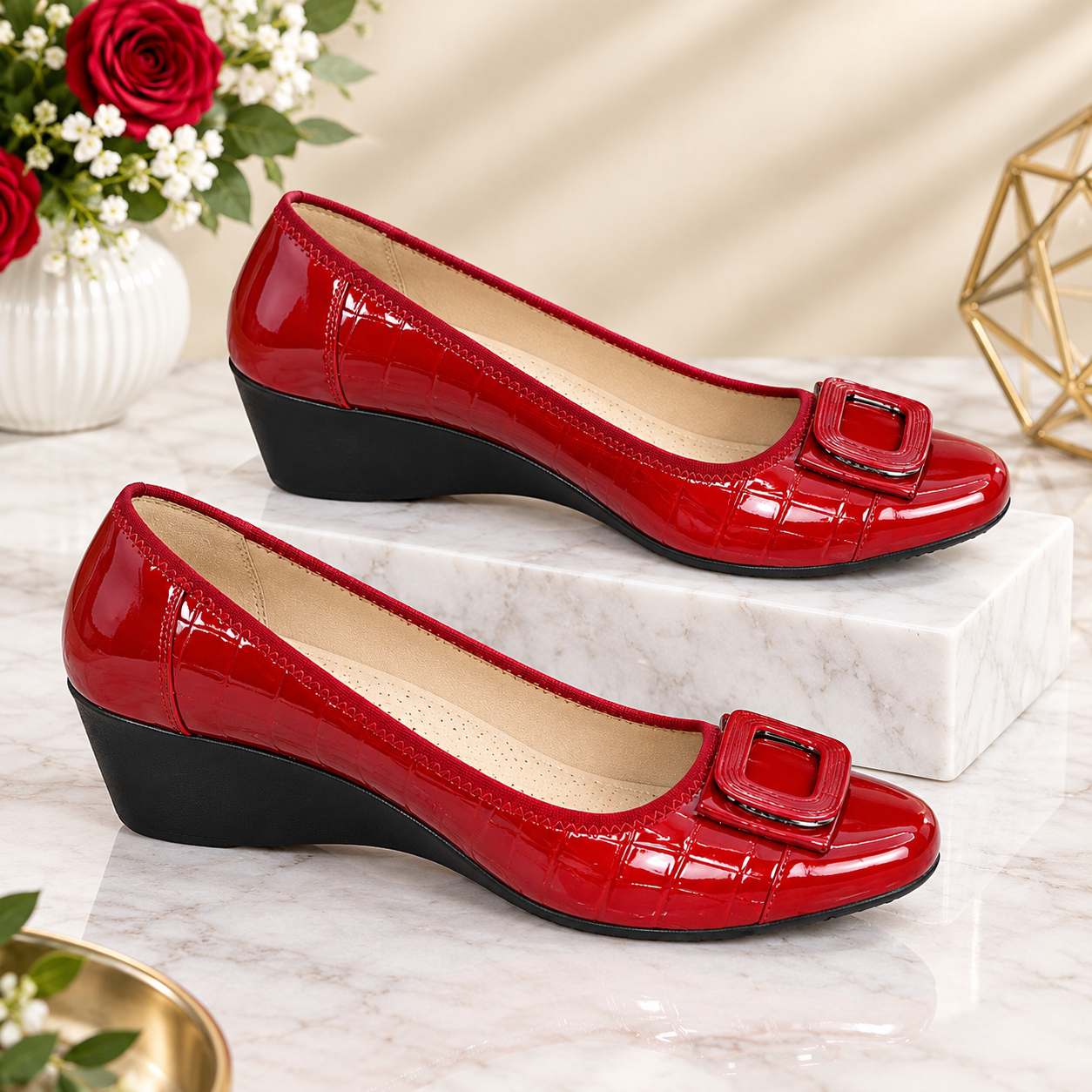 Women’s Elena Elegant Classic Wedge Court Shoes - Image 5