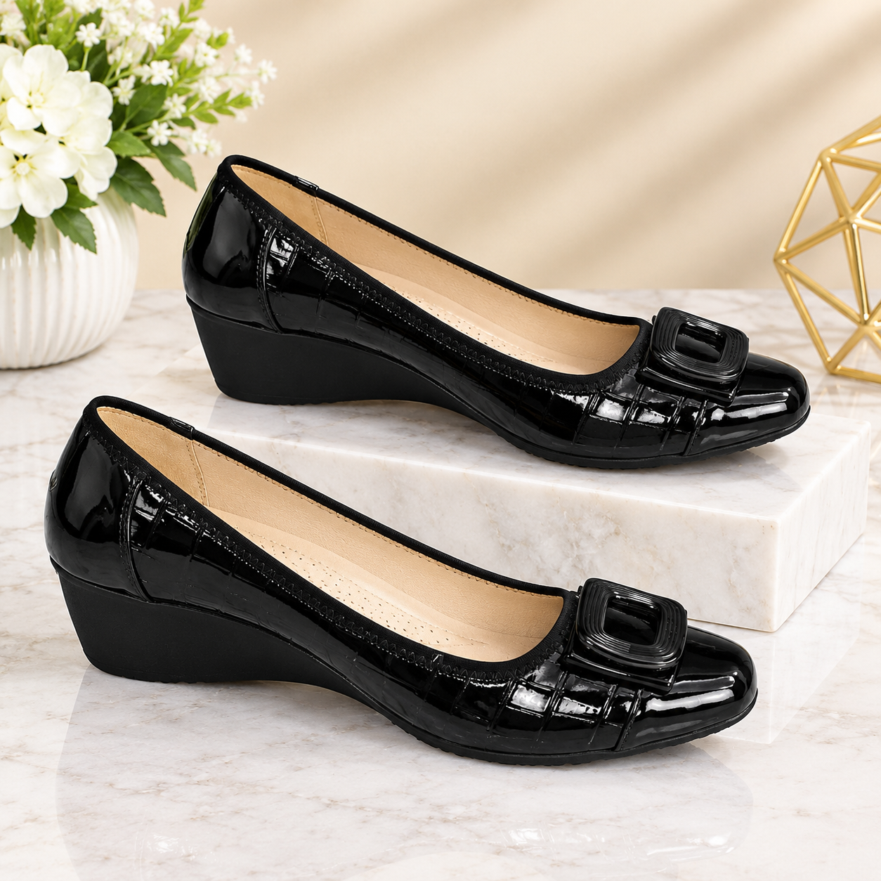 Women’s Elena Elegant Classic Wedge Court Shoes - Image 2