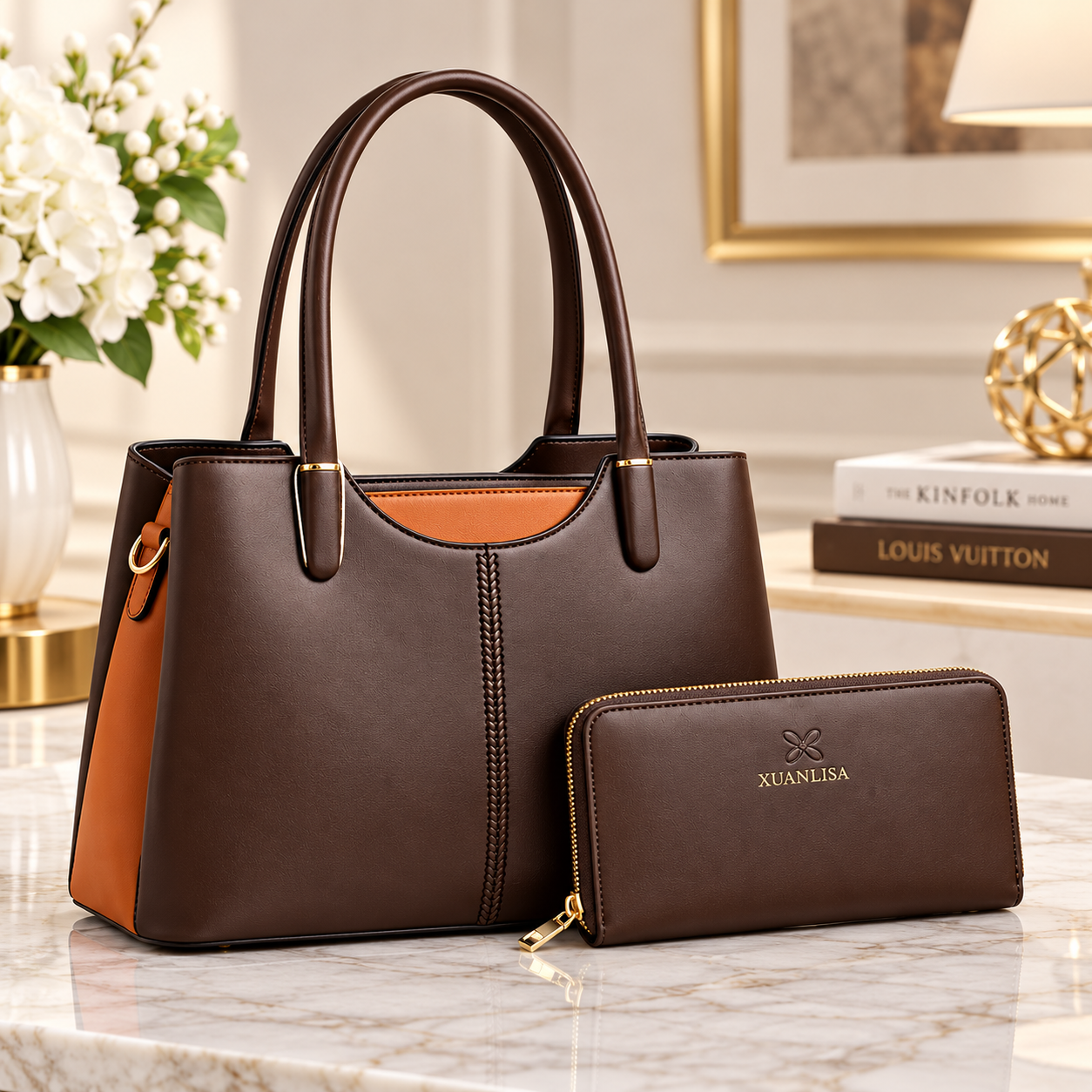 Women’s Elora Medium Size Luxury Handbag & Matching Wallet Set - Image 8