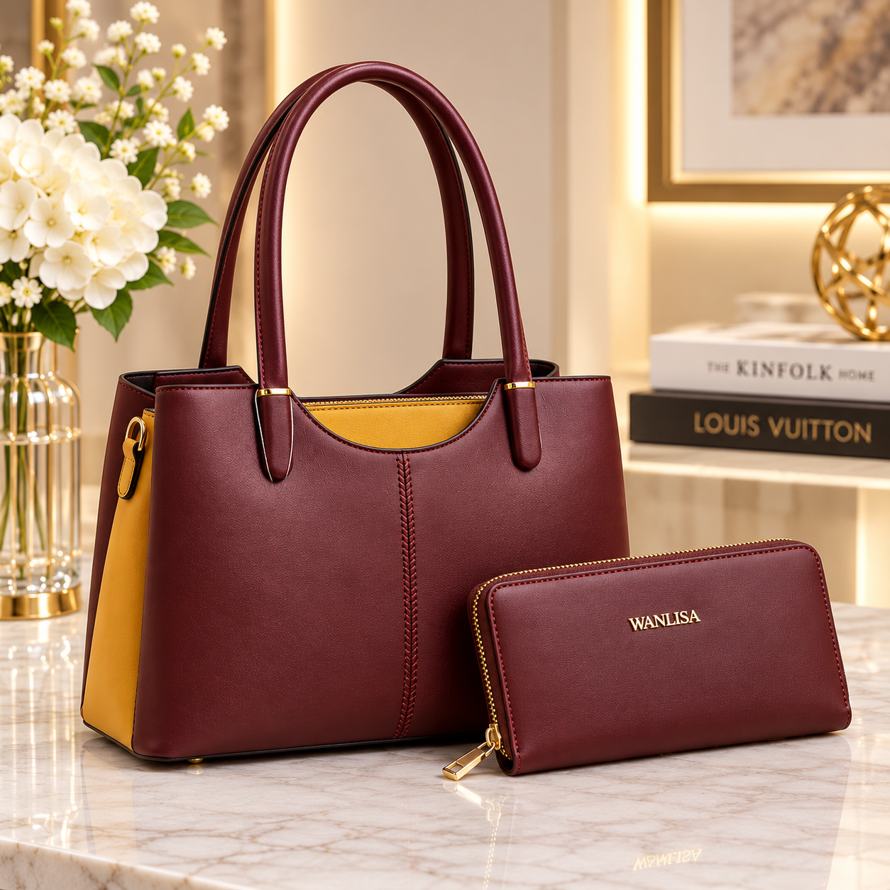 Women’s Elora Medium Size Luxury Handbag & Matching Wallet Set - Image 4