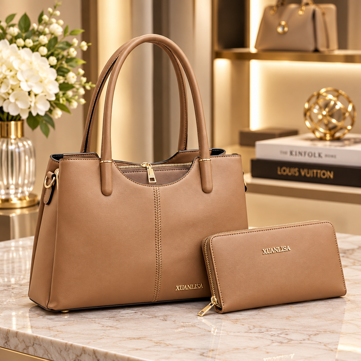 Women’s Elora Medium Size Luxury Handbag & Matching Wallet Set - Image 5