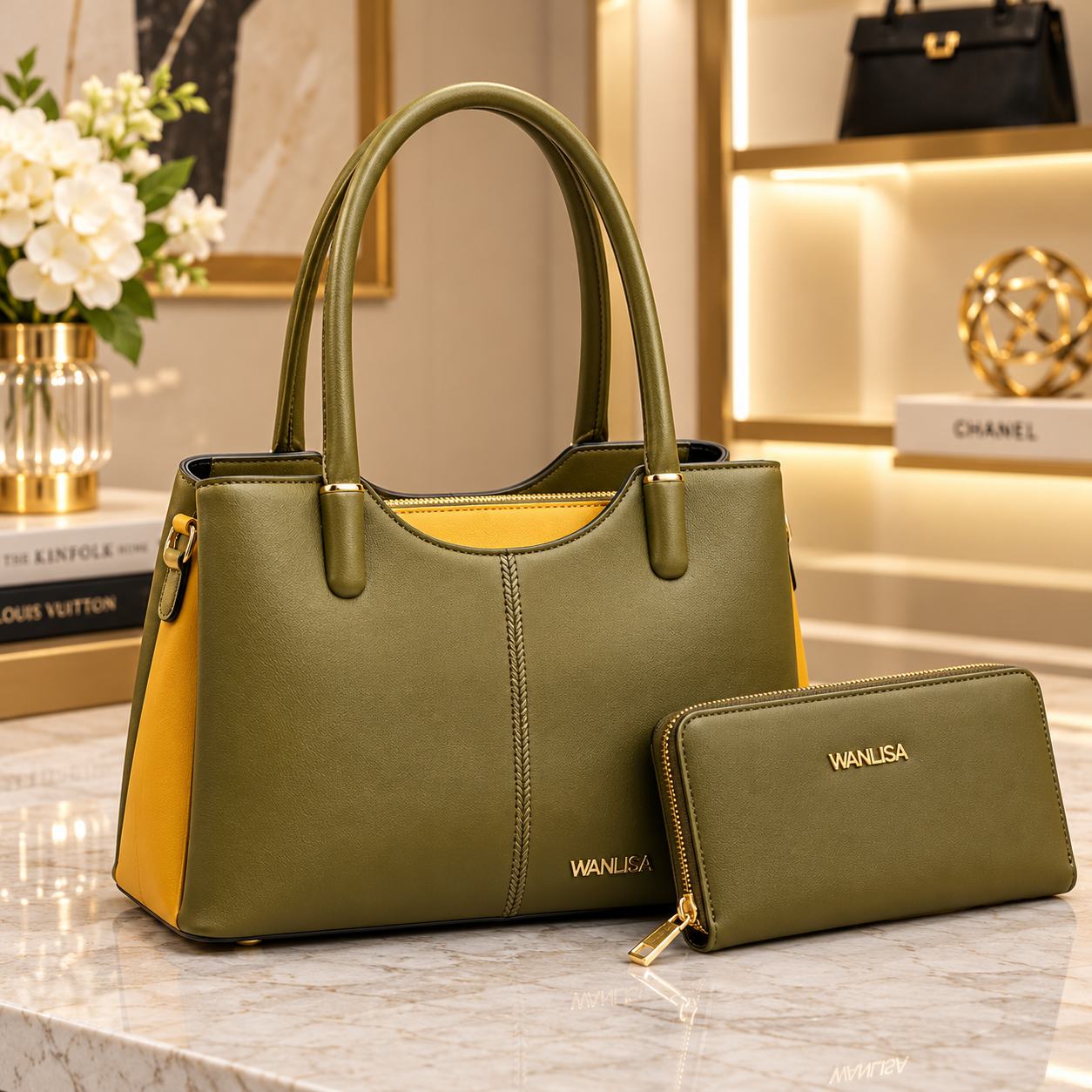 Women’s Elora Medium Size Luxury Handbag & Matching Wallet Set - Image 2