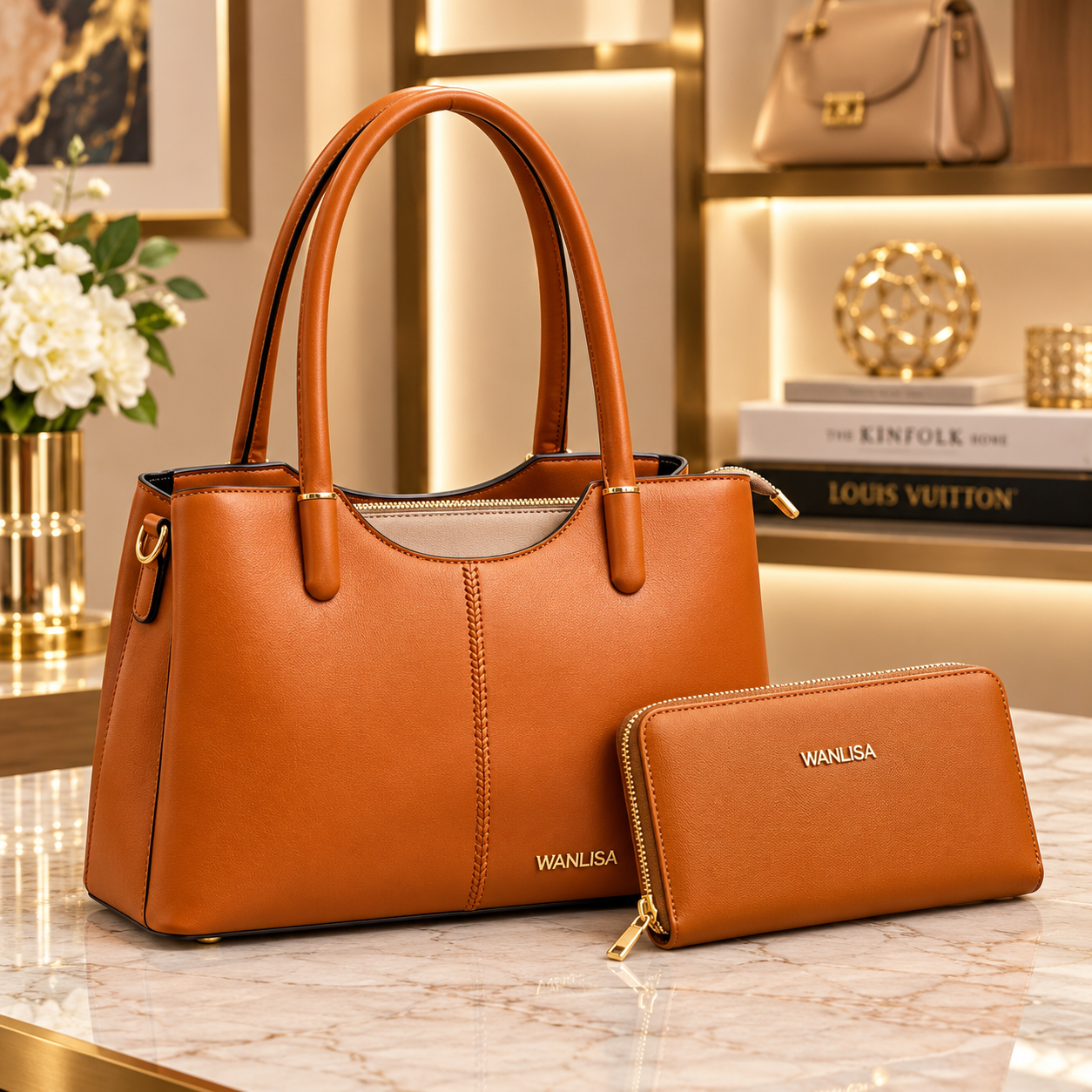 Women’s Elora Medium Size Luxury Handbag & Matching Wallet Set - Image 6