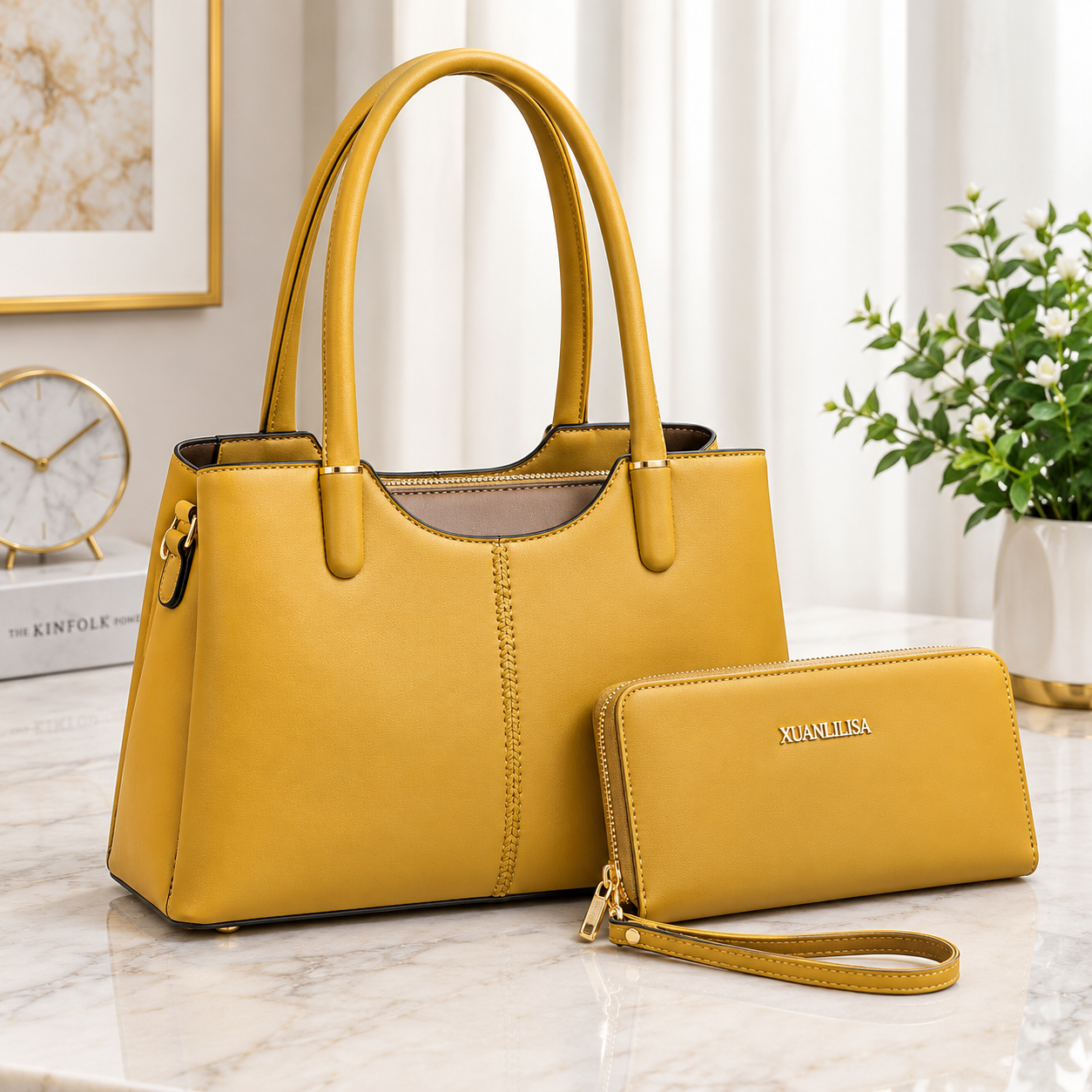 Women’s Elora Medium Size Luxury Handbag & Matching Wallet Set - Image 7